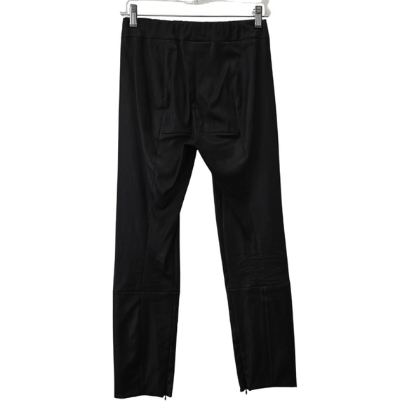 The Row Leather Leggings Medium Black Ankle Zip Straight Leg Pull On Pants - Picture 10 of 13